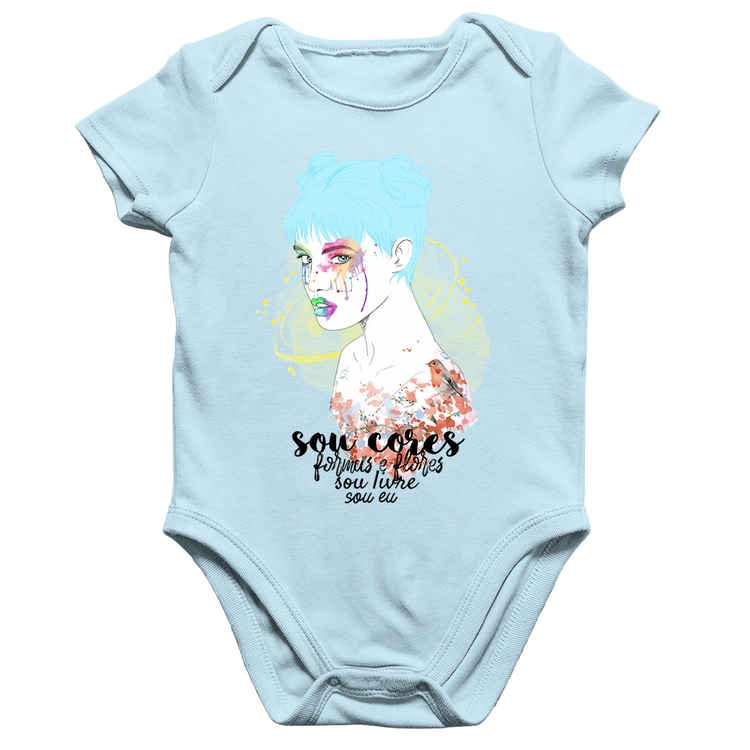 Body Bebê Algodão Sou eu - Azul Bebê