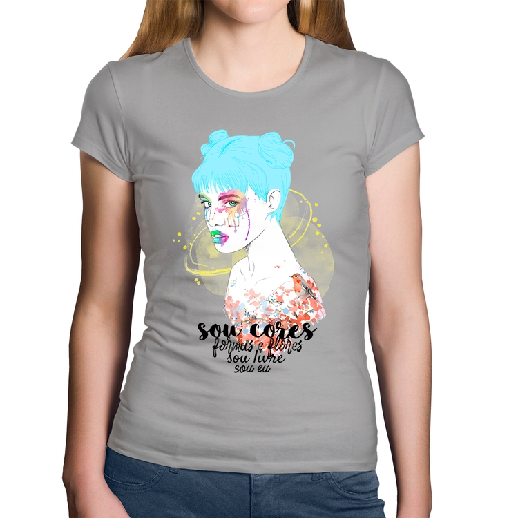 Baby Look Algodão Sou eu - Cinza