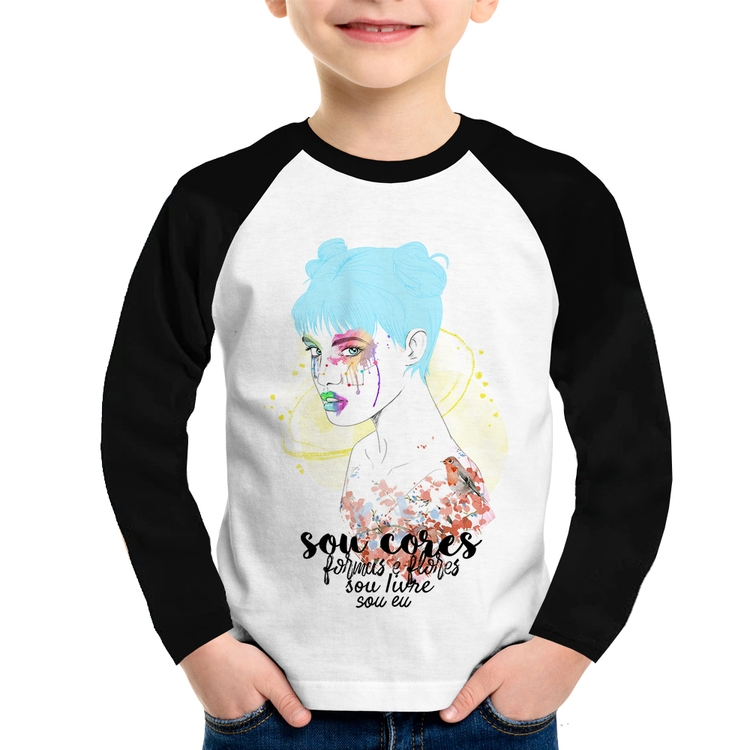 Camiseta Raglan Infantil Sou eu Manga Longa