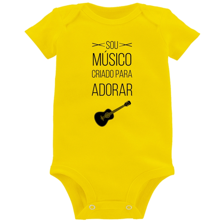 Body Bebê Sou músico criado para adorar - Amarelo