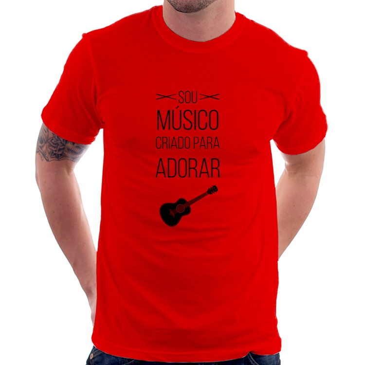 Camiseta Sou músico criado para adorar - Vermelha