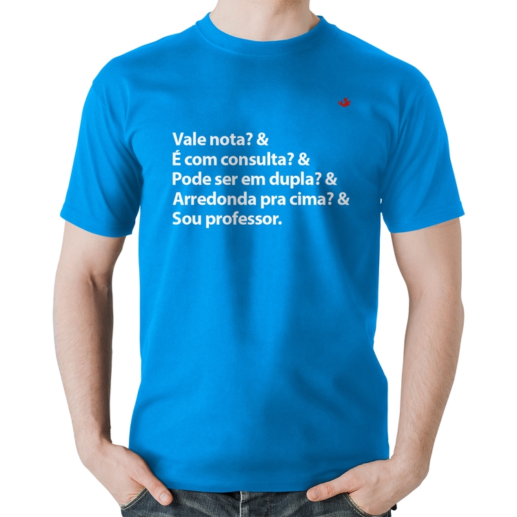 Camiseta Algodão Sou professor - Azul