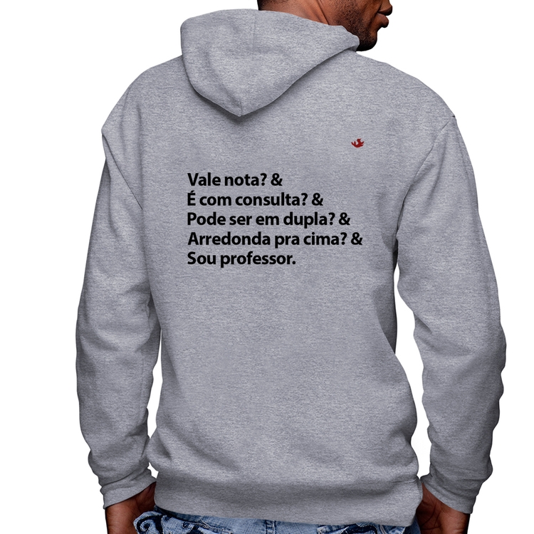 Blusa Moletom Sou professor Masculina com Capuz e Zíper - Mescla