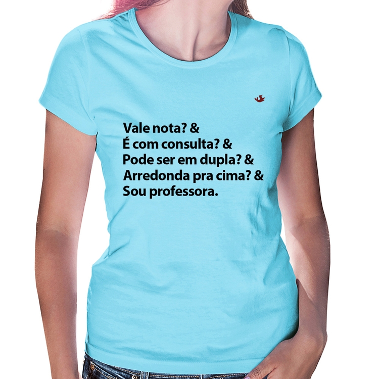 Baby Look Sou professora - Azul Bebê