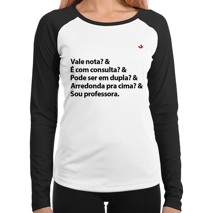 Baby Look Raglan Sou professora Manga Longa
