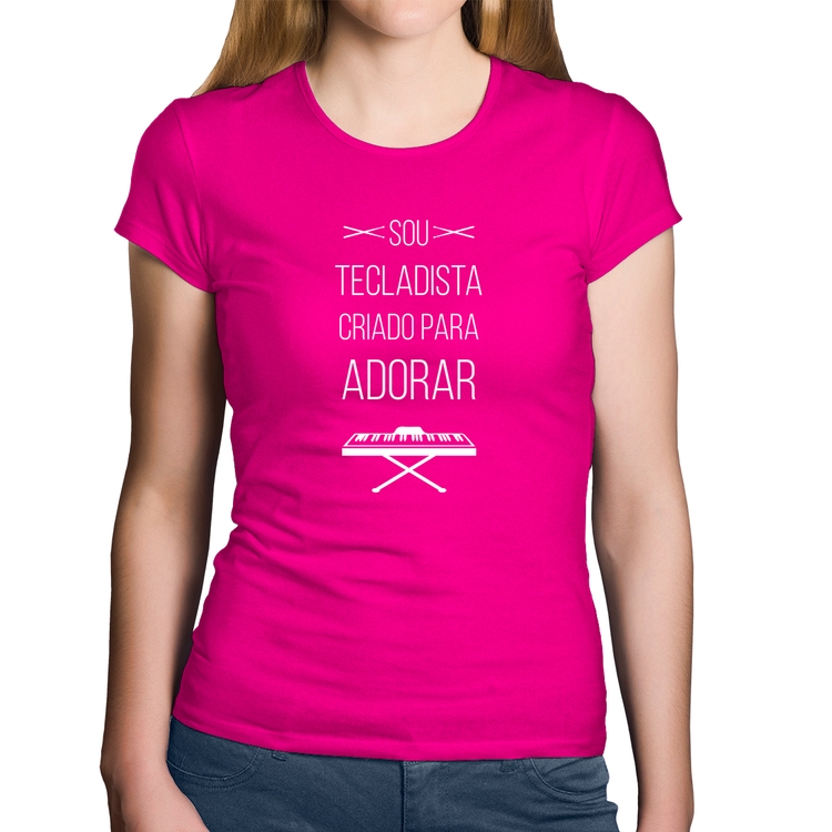 Baby Look Algodão Sou tecladista criado para adorar - Rosa