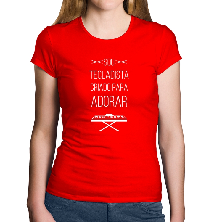 Baby Look Algodão Sou tecladista criado para adorar - Vermelha