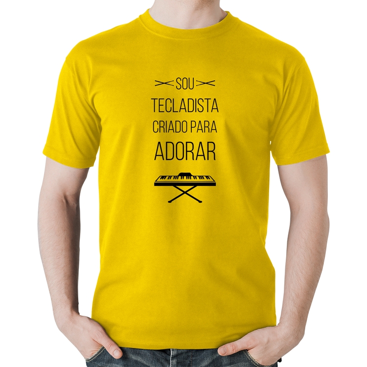 Camiseta Algodão Sou tecladista criado para adorar - Amarela