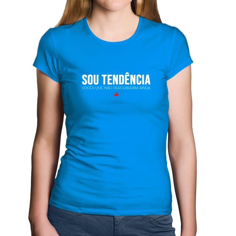 Baby Look Algodão Sou tendência - Azul