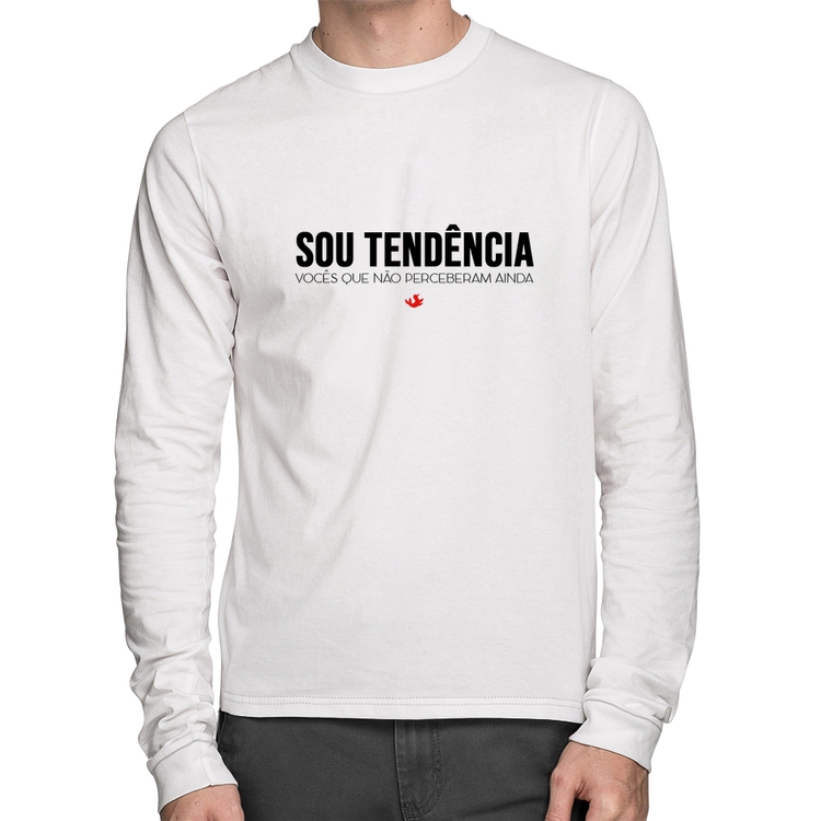 Camiseta Algodão Sou tendência Manga Longa - Branca