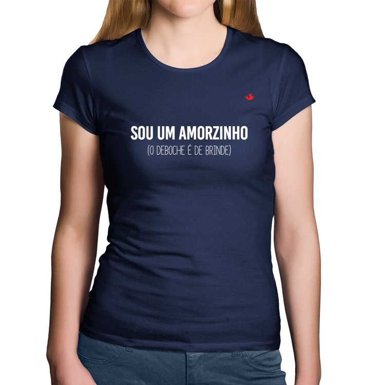 Baby Look Algodão Sou um amorzinho, o deboche é de brinde - Marinho