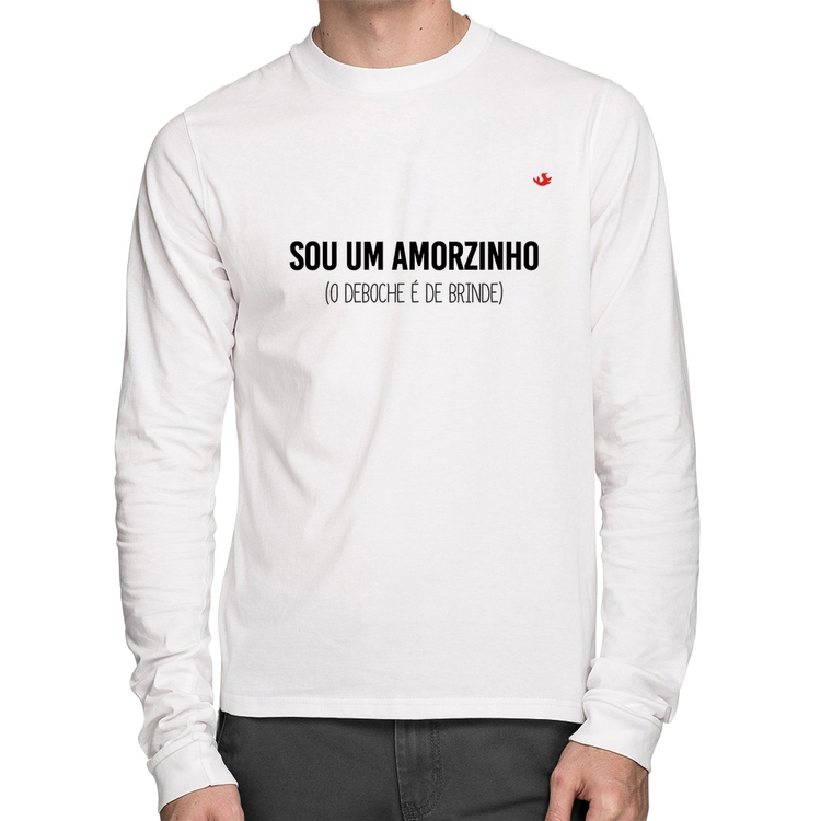 Camiseta Algodão Sou um amorzinho, o deboche é de brinde Manga Longa - Branca