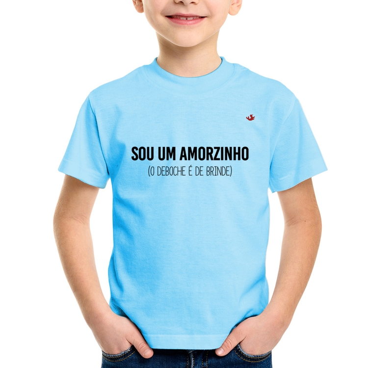 Camiseta Infantil Sou um amorzinho, o deboche é de brinde - Azul Bebê