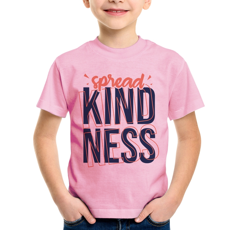 Camiseta Infantil Spread Kindness - Rosa Bebê