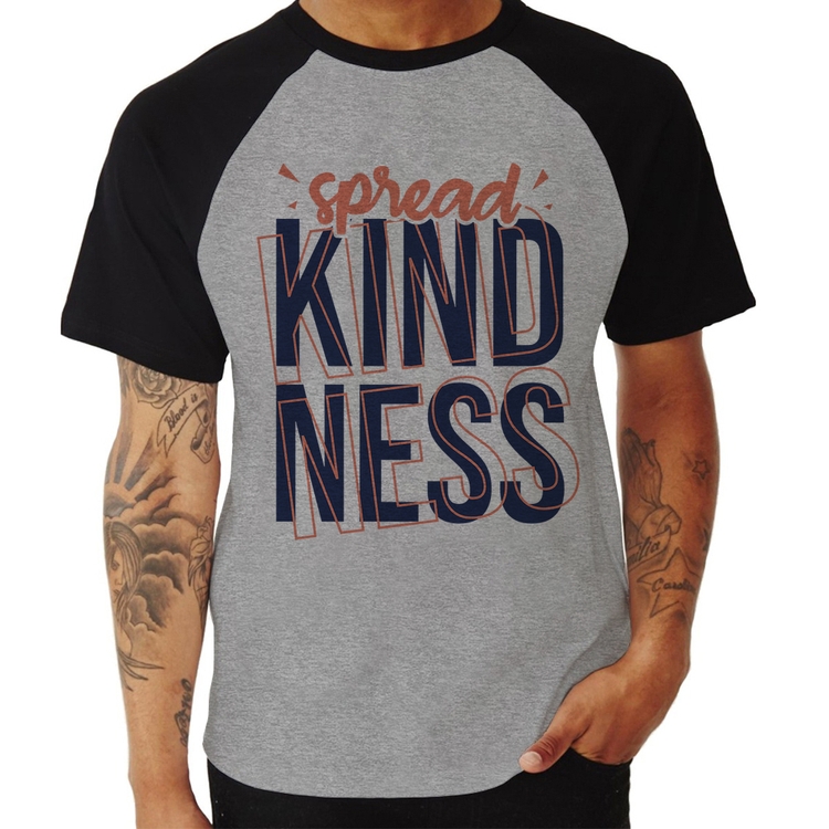 Camiseta Raglan Spread Kindness - Cinza/Preto