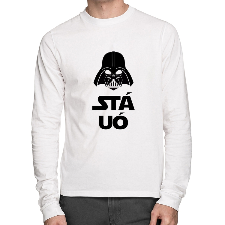 Camiseta Algodão Stá Uó Manga Longa - Branca