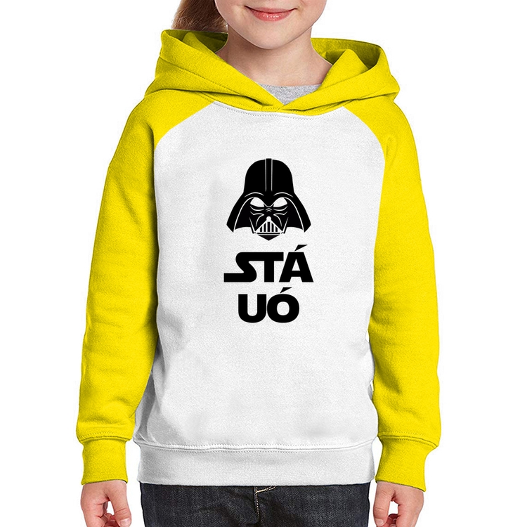Moletom Infantil Stá Uó - Branco/Amarelo
