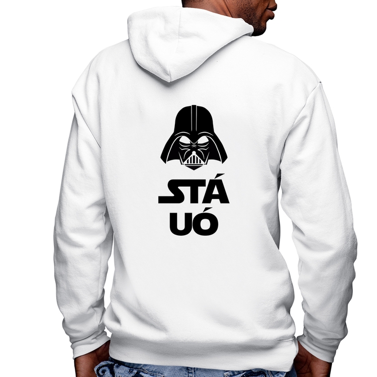 Blusa Moletom Stá Uó Masculina com Capuz e Zíper - Branca