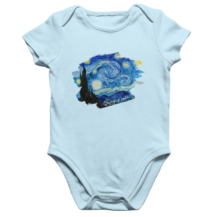 Body Bebê Algodão Starry Night - Azul Bebê