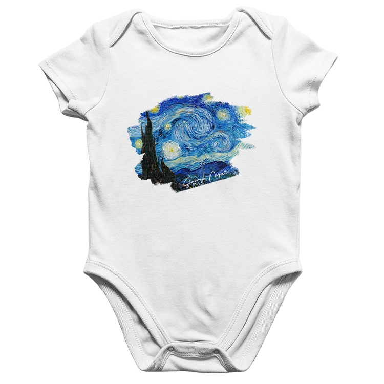 Body Bebê Algodão Starry Night - Branco