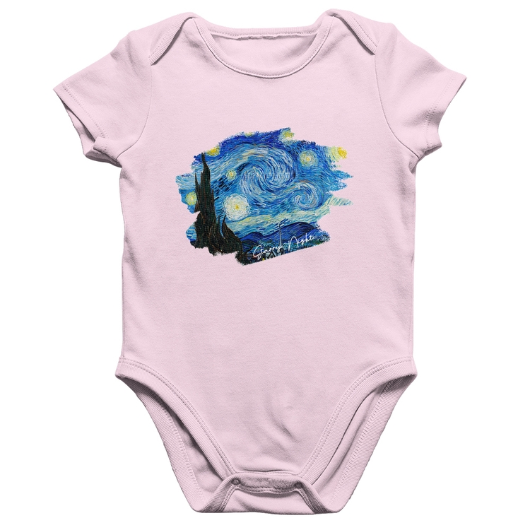 Body Bebê Algodão Starry Night - Rosa Bebê