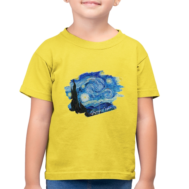 Camiseta Algodão Infantil Starry Night - Amarelo Canário