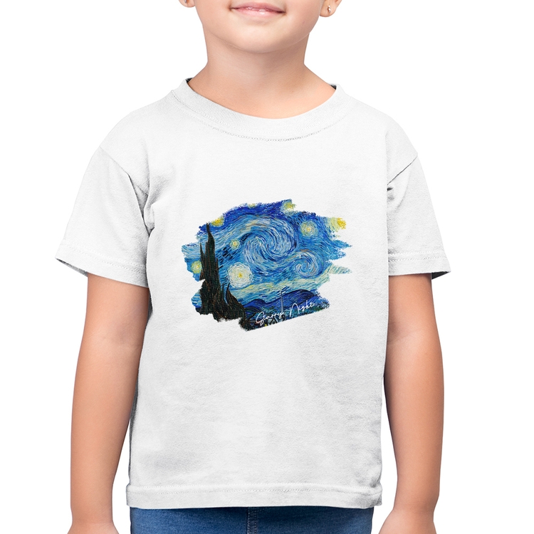 Camiseta Algodão Infantil Starry Night - Branca