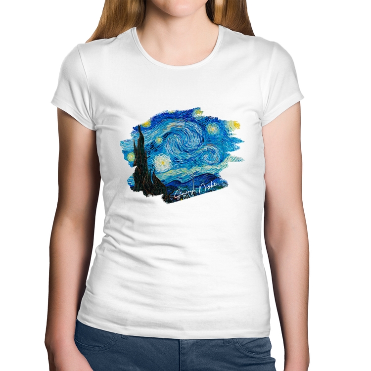 Baby Look Algodão Starry Night - Branca