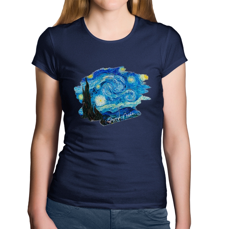 Baby Look Algodão Starry Night - Marinho