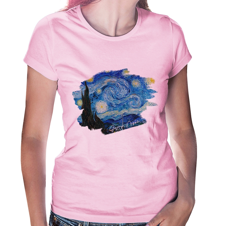 Baby Look Starry Night - Rosa Bebê