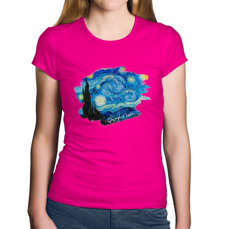 Baby Look Algodão Starry Night - Rosa