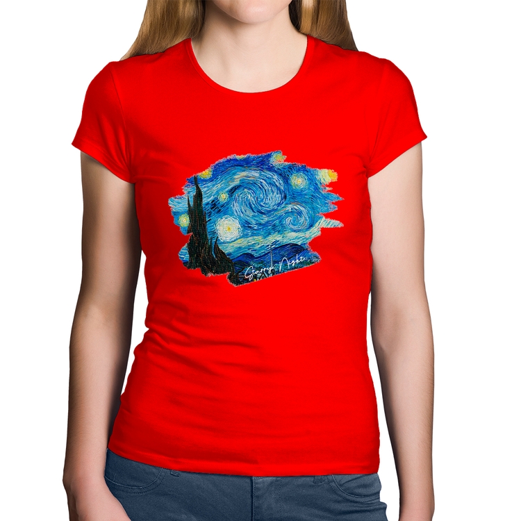 Baby Look Algodão Starry Night - Vermelha