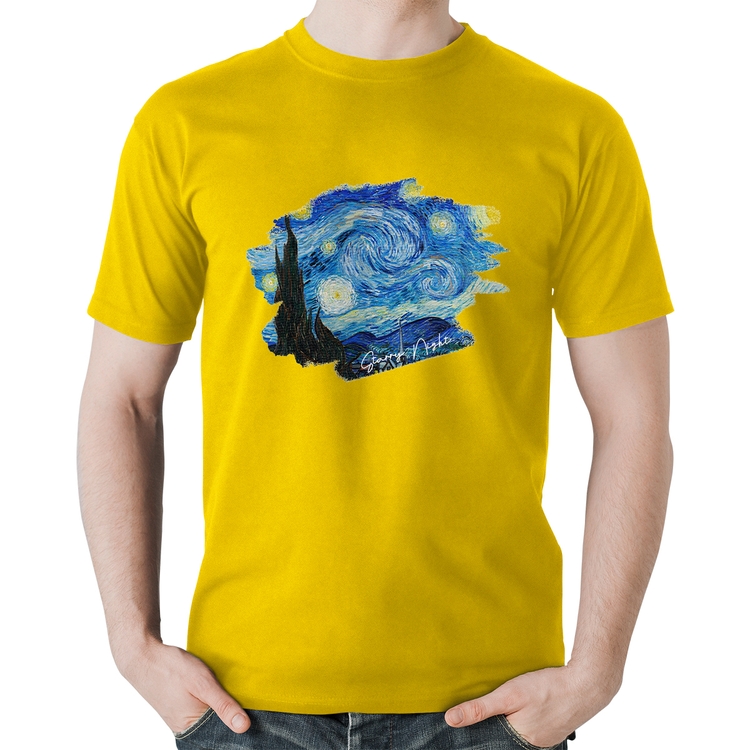 Camiseta Algodão Starry Night - Amarela