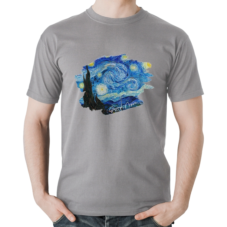 Camiseta Algodão Starry Night - Cinza
