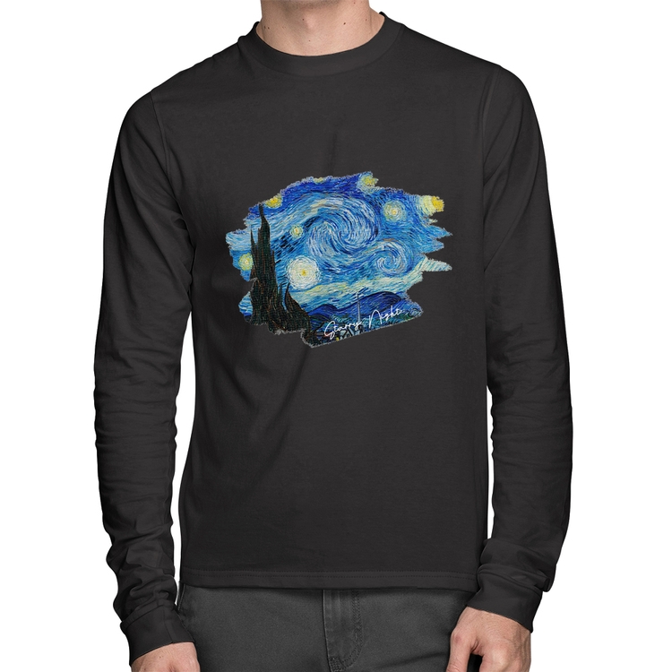 Camiseta Algodão Starry Night Manga Longa