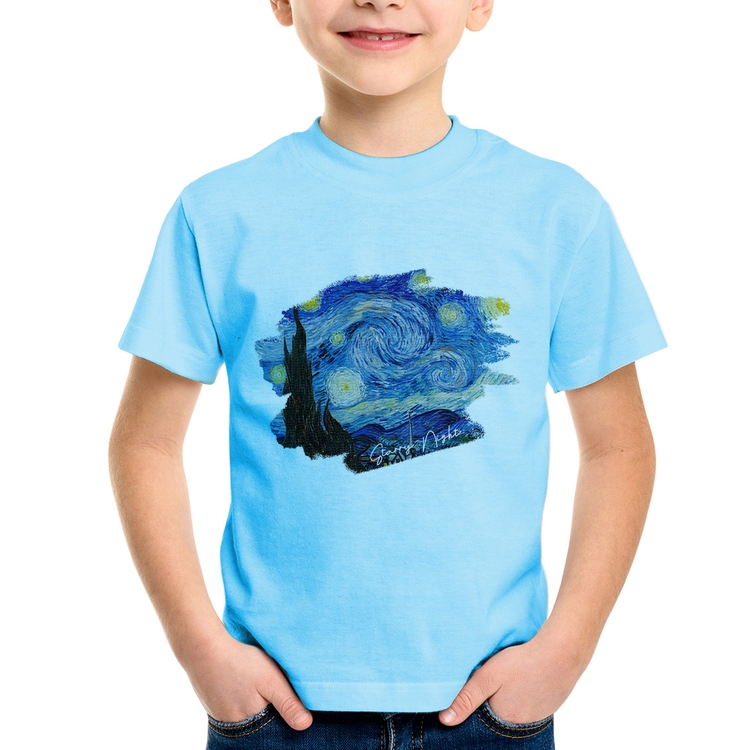 Camiseta Infantil Starry Night - Azul Bebê
