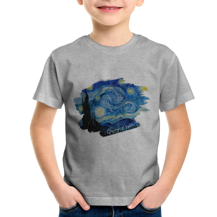 Camiseta Infantil Starry Night - Cinza