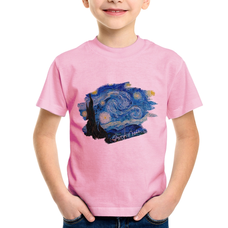 Camiseta Infantil Starry Night - Rosa Bebê