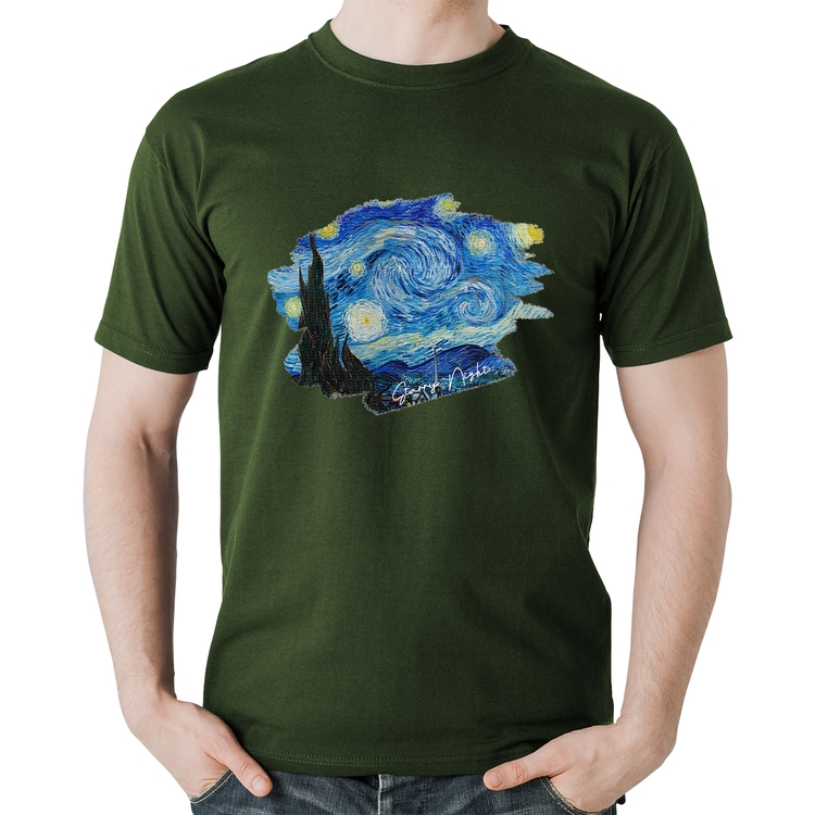 Camiseta Algodão Starry Night - Musgo