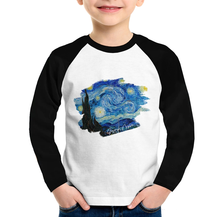 Camiseta Raglan Infantil Starry Night Manga Longa
