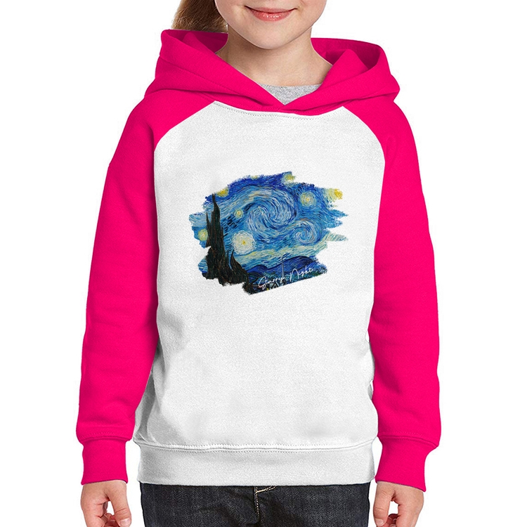 Moletom Infantil Starry Night - Branco/Rosa