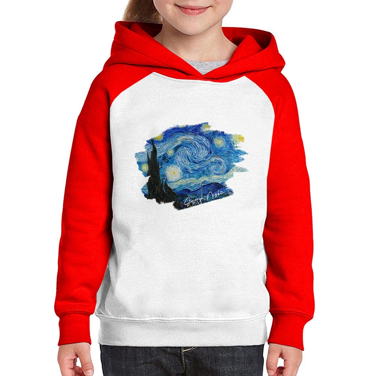 Moletom Infantil Starry Night - Branco/Vermelho