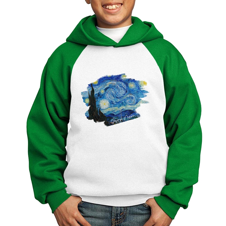 Moletom Infantil Starry Night - Branco/Verde