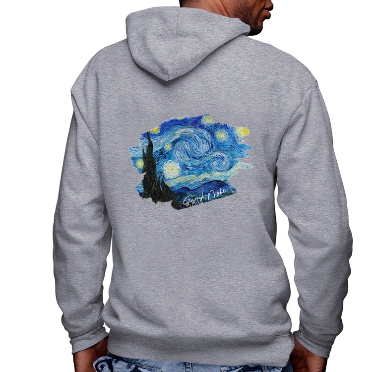 Blusa Moletom Starry Night Masculina com Capuz e Zíper - Mescla