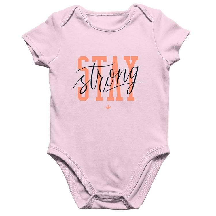 Body Bebê Algodão Stay Strong - Rosa Bebê