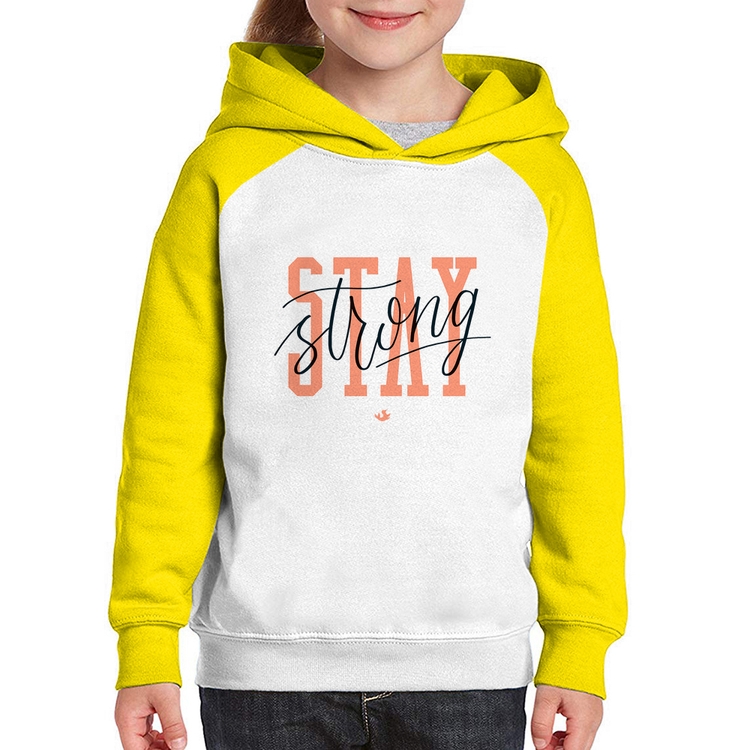 Moletom Infantil Stay Strong - Branco/Amarelo
