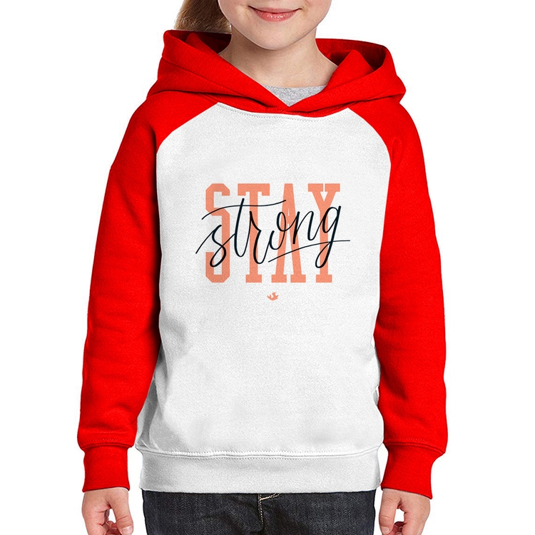 Moletom Infantil Stay Strong - Branco/Vermelho