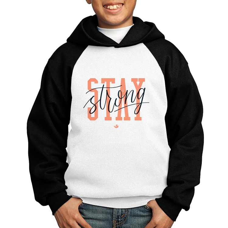 Moletom Infantil Stay Strong - Branco/Preto