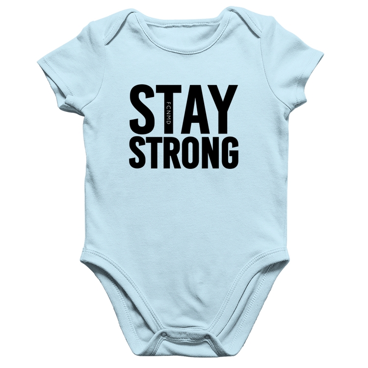 Body Bebê Algodão Stay Strong - Azul Bebê
