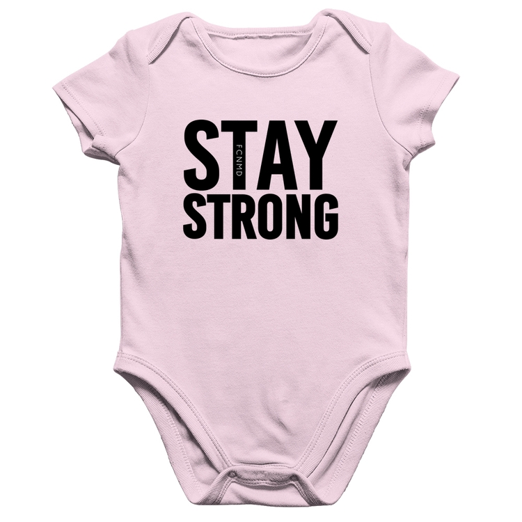 Body Bebê Algodão Stay Strong - Rosa Bebê